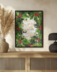 Poster - Holly floral art with holiday wishes