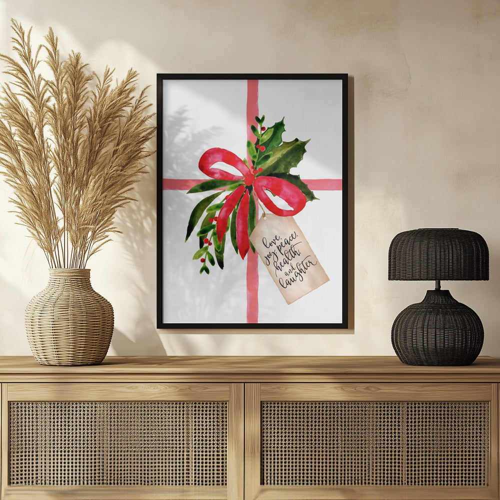 Plakat - Watercolor gift with holiday wishes