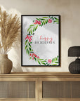 Plakat - Happy holidays watercolor wreath