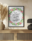 Plakat - Watercolor wreath with holiday wishes