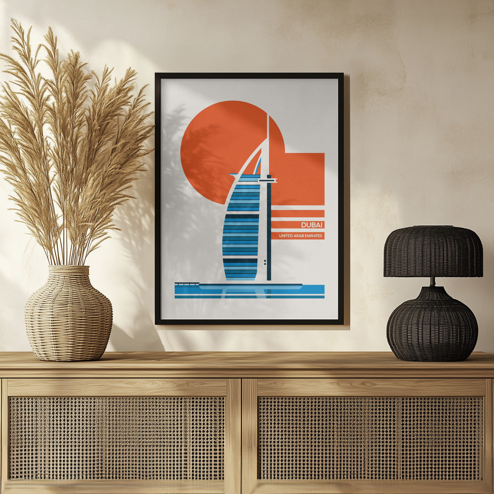 Plakat - Dubai Burj Al Arab Minimalist Retro Travel Print