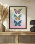 Plakat - Colorful floral butterflies I