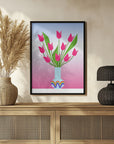 Plakat - Tulips in the rainbow vase