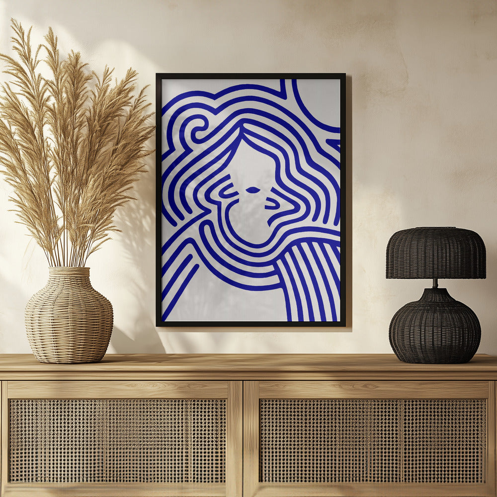 Poster - Berit in beige and indigo blue