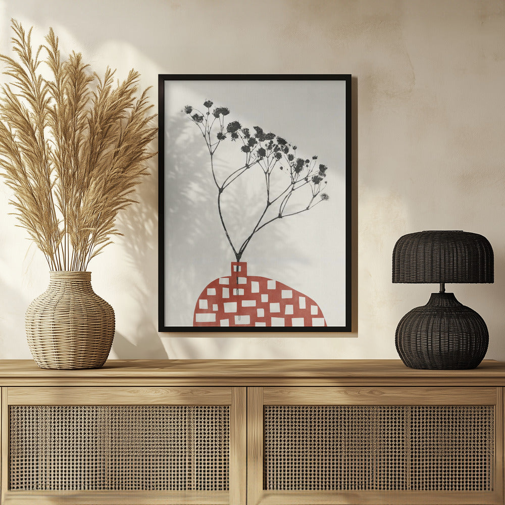 Plakat - Gypsophila In a Red Vase