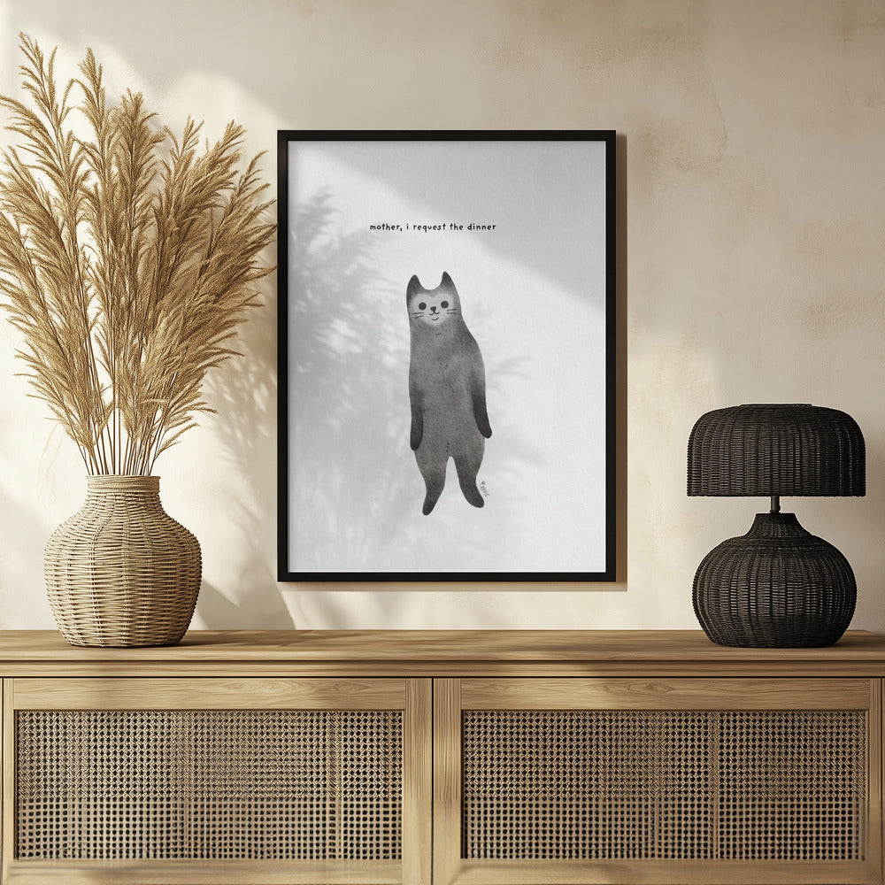 Poster - Cat wants Dinner - funny cat art