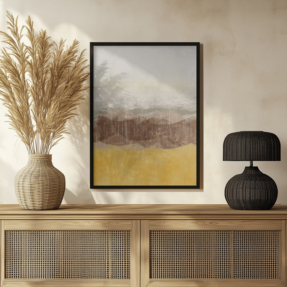 Plakat - Coastal landscape with beach and sea in earth tones