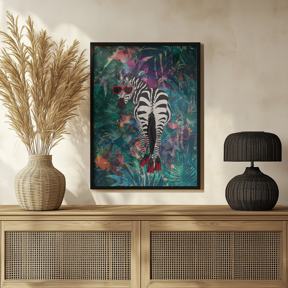 Poster - Tropical Floral Jungle - zebra in heels 2