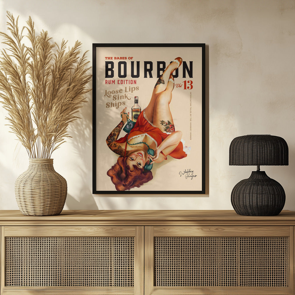 Plakat - Babes of Bourbon Vol 13 Rum Drinking Pinup Girl Art