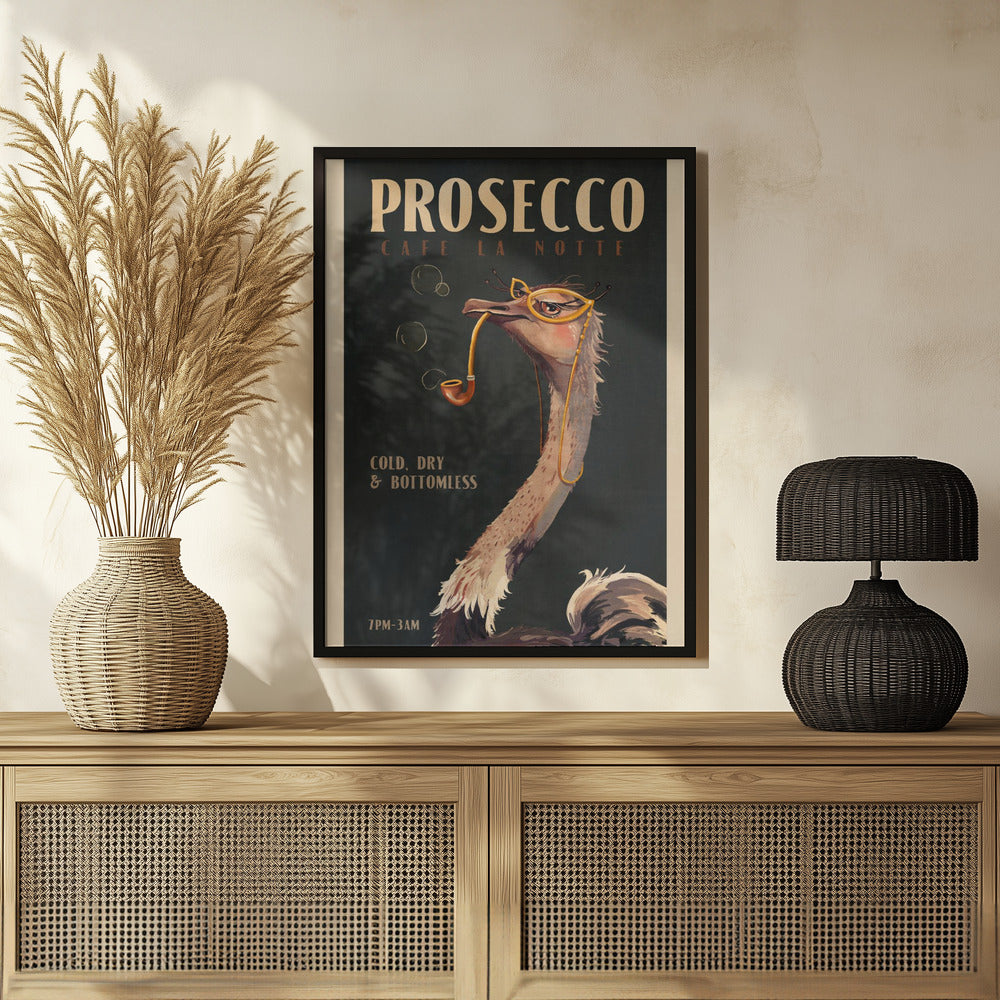 Plakat - Art Deco Prosecco Wall Art Of An Ostrich