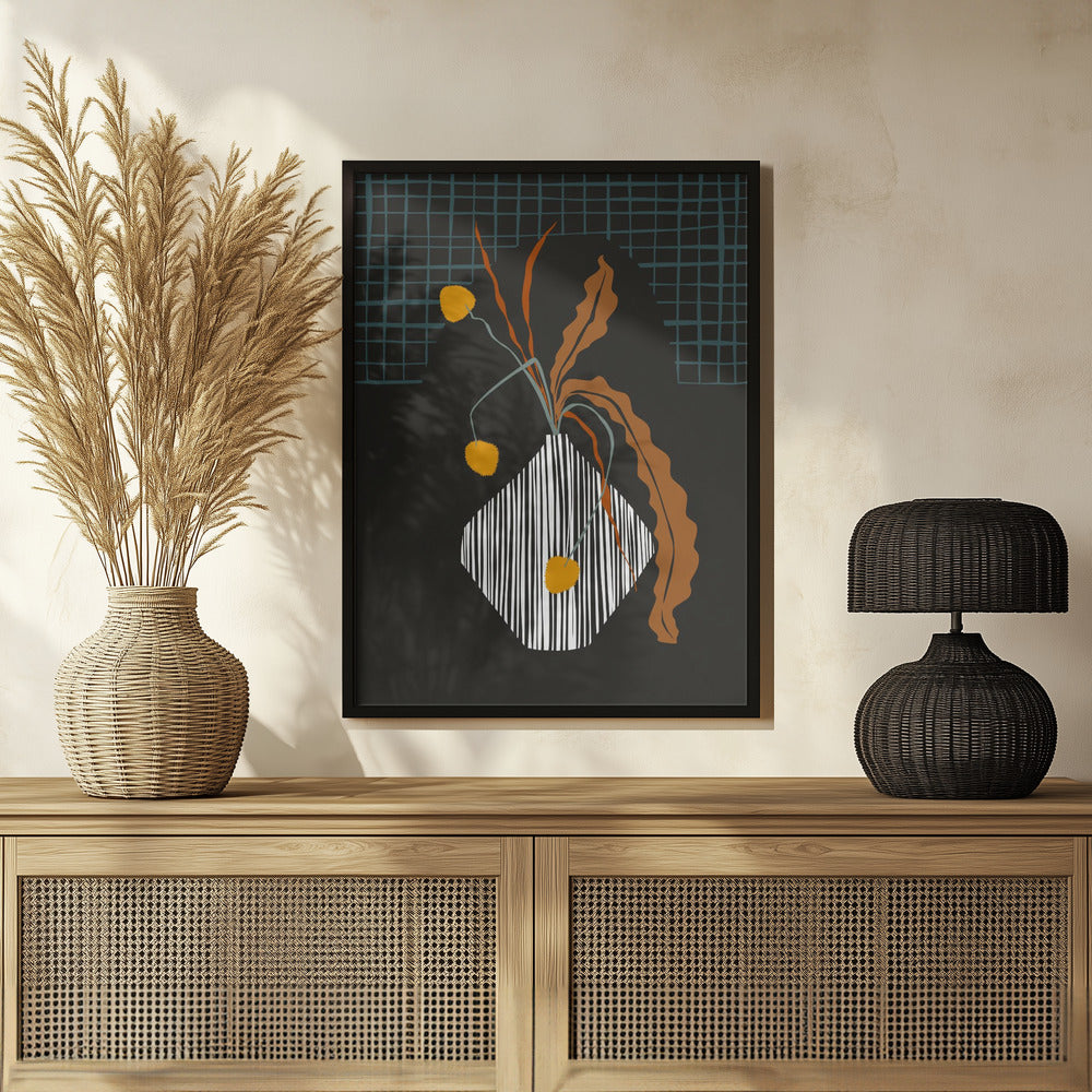 Plakat - Midcentury Ikebana Dark