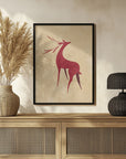 Plakat - Stylized retro deer red/tan