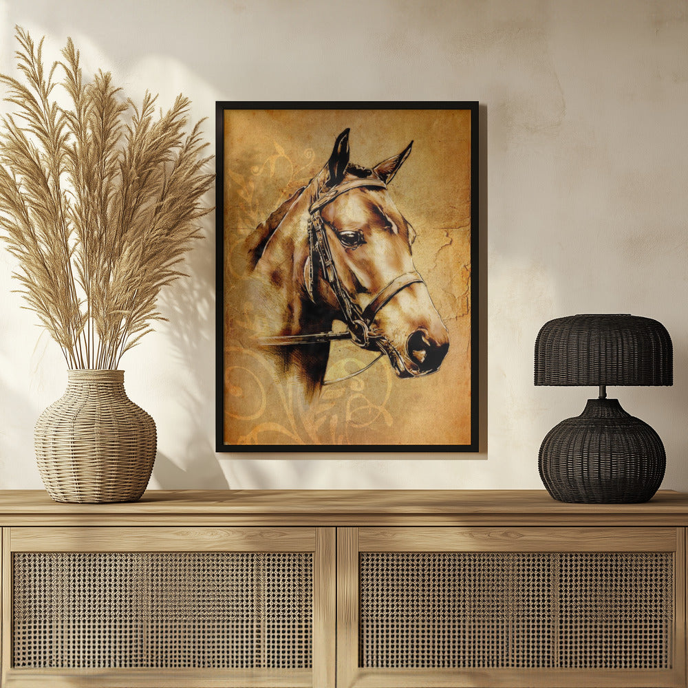 Poster - Horse Sepia Illustration 31