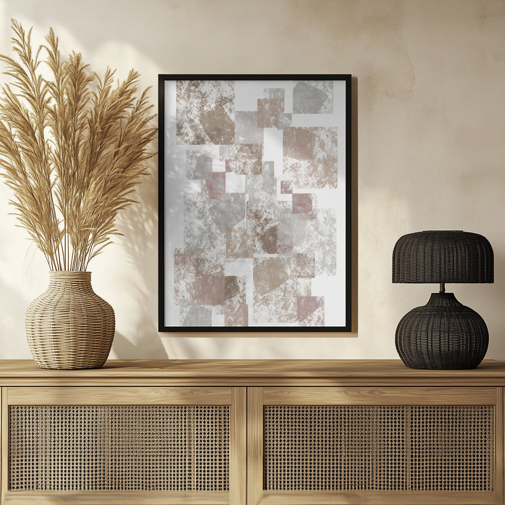 Plakat - Abstract Brown Cubes