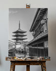 Canvas - Historic Kyoto with Yasaka Pagoda - monochrome