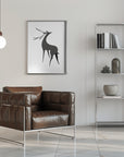 Plakat - Stylized retro deer (grey)