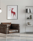 Plakat - Stylized retro deer (red)