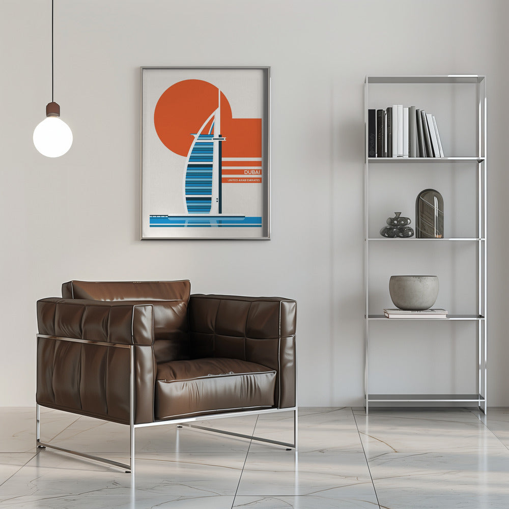 Plakat - Dubai Burj Al Arab Minimalist Retro Travel Print