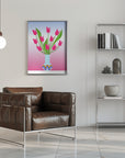 Plakat - Tulips in the rainbow vase