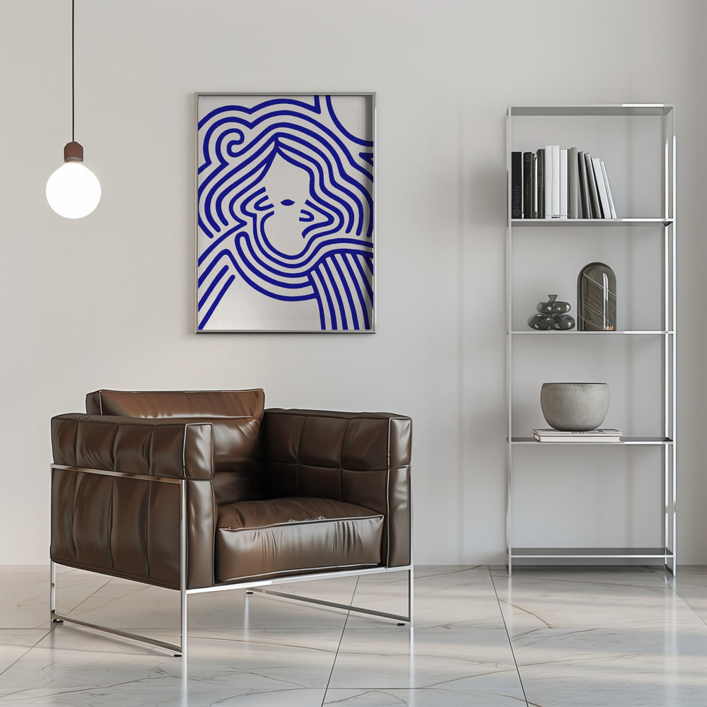 Poster - Berit in beige and indigo blue