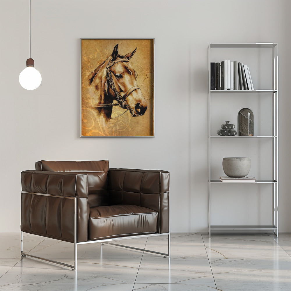 Poster - Horse Sepia Illustration 31