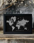 Poster - Baibah world map with cities, Wanderlust