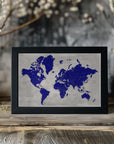 Poster - Distressed world map with cities, Delaney