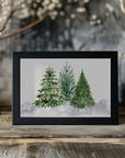 Poster - Three watercolor Christmas trees