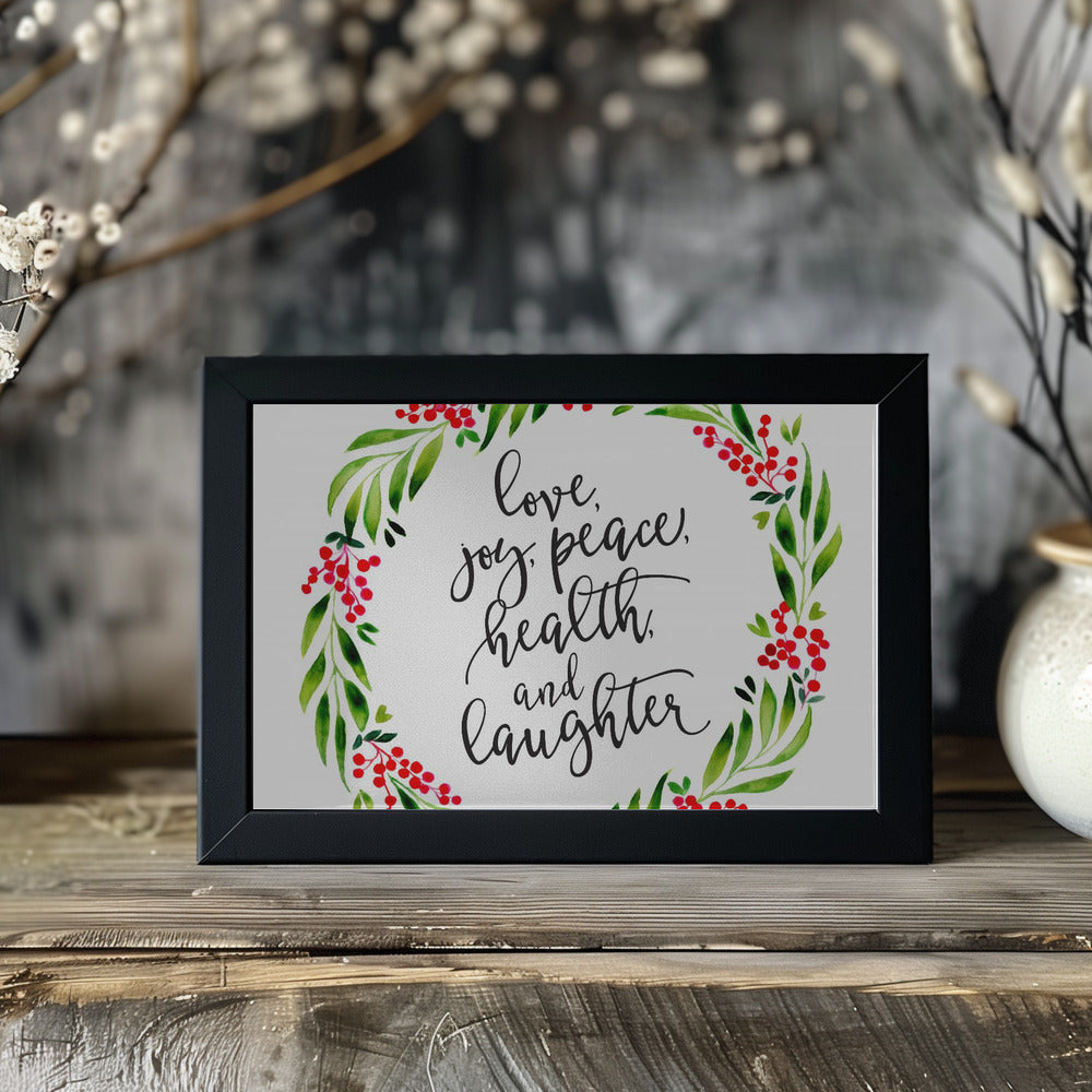 Plakat - Watercolor wreath with holiday wishes