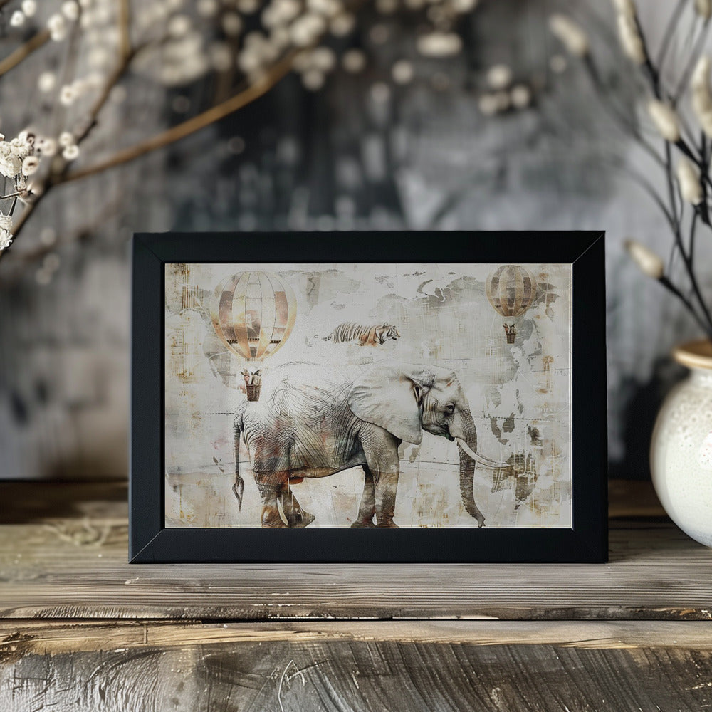 Plakat - Elephant Animal Vintage Art Illustration Wallart 07