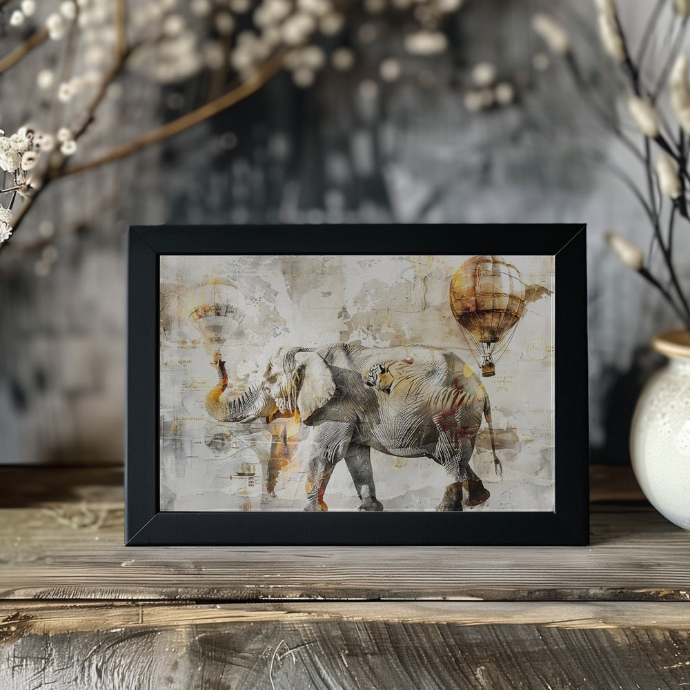 Poster - Elephant Animal Vintage Art Illustration Wallart 08