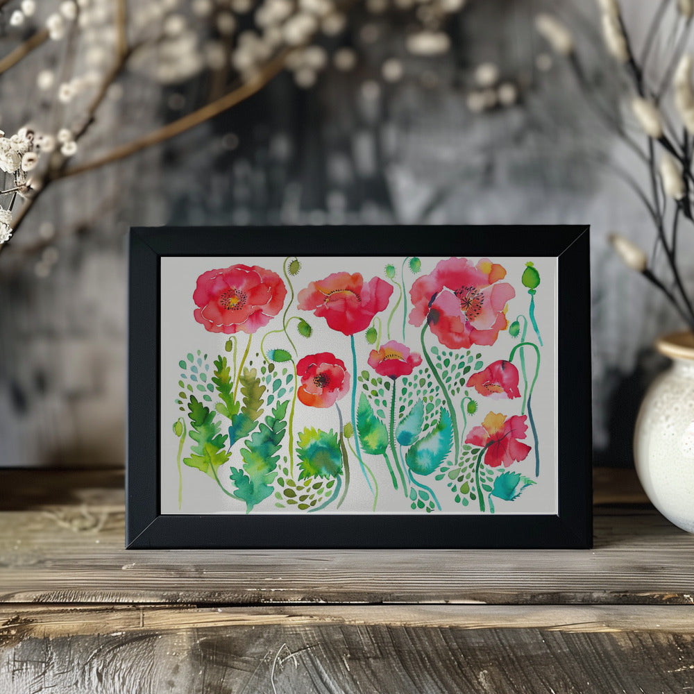 Poster - Red Spring Poppies Meadow