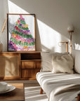 Poster - Floral watercolor Christmas tree