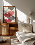 Poster - Mid century hearts in red