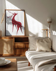 Plakat - Stylized retro deer (red)