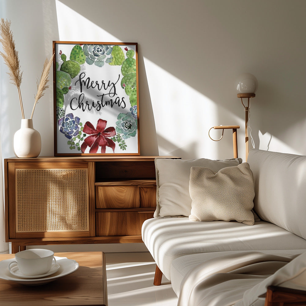 Poster - Cacti and succulent merry Christmas wreath