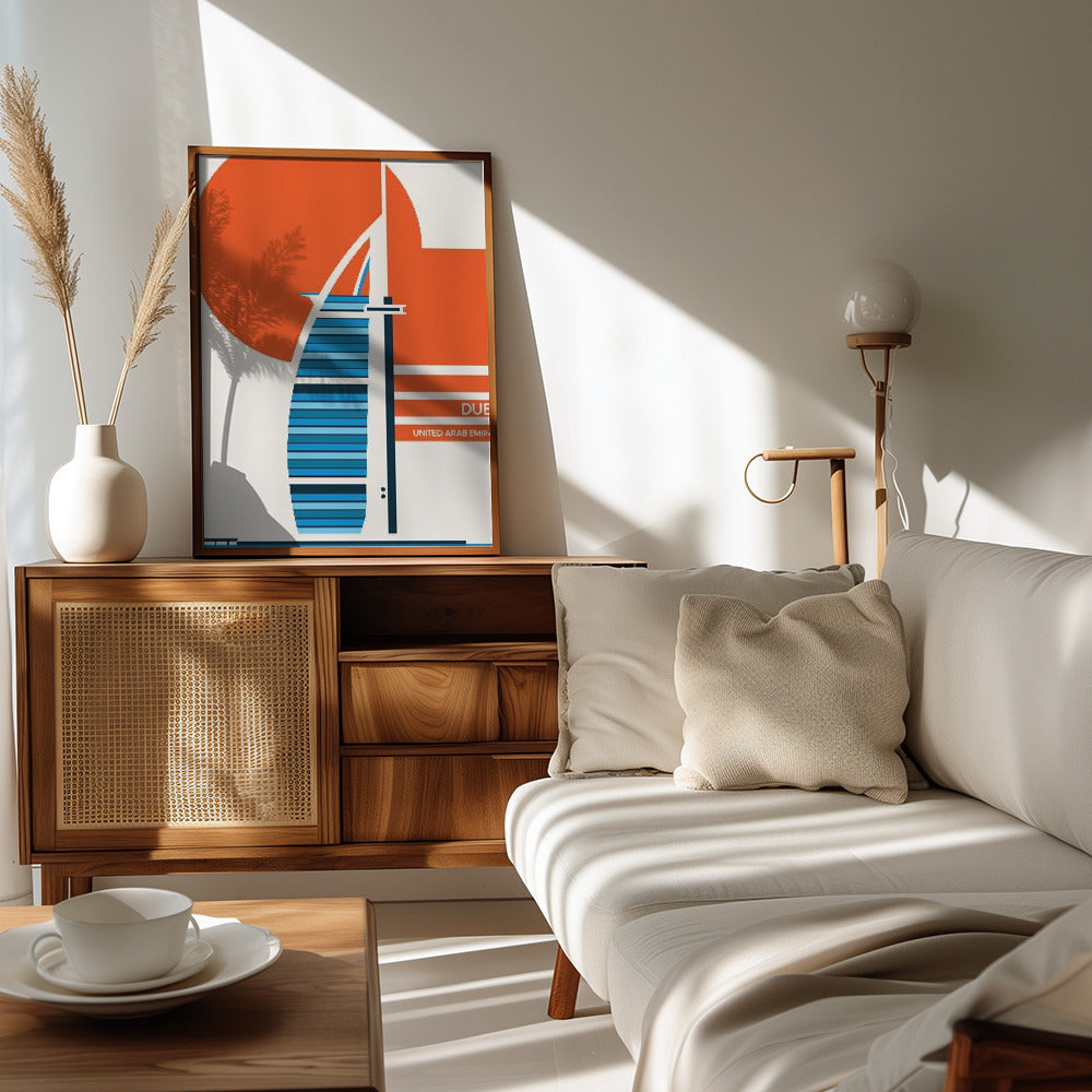 Plakat - Dubai Burj Al Arab Minimalist Retro Travel Print