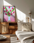 Plakat - Tulips in the rainbow vase