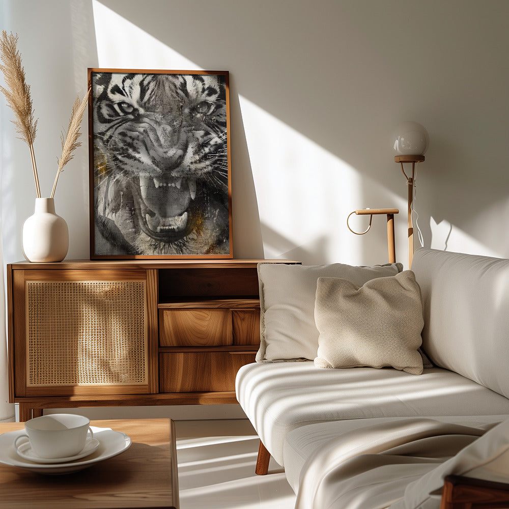 Poster - Tiger Animal Vintage Art Illustration Wallart 09