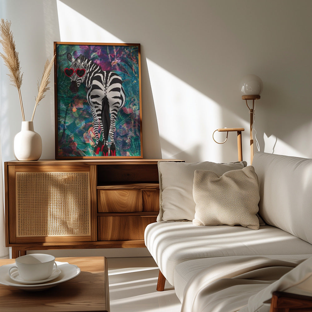 Poster - Tropical Floral Jungle - zebra in heels 2