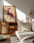 Plakat - Stylized retro deer red/tan