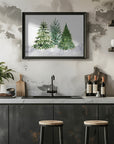 Poster - Three watercolor Christmas trees