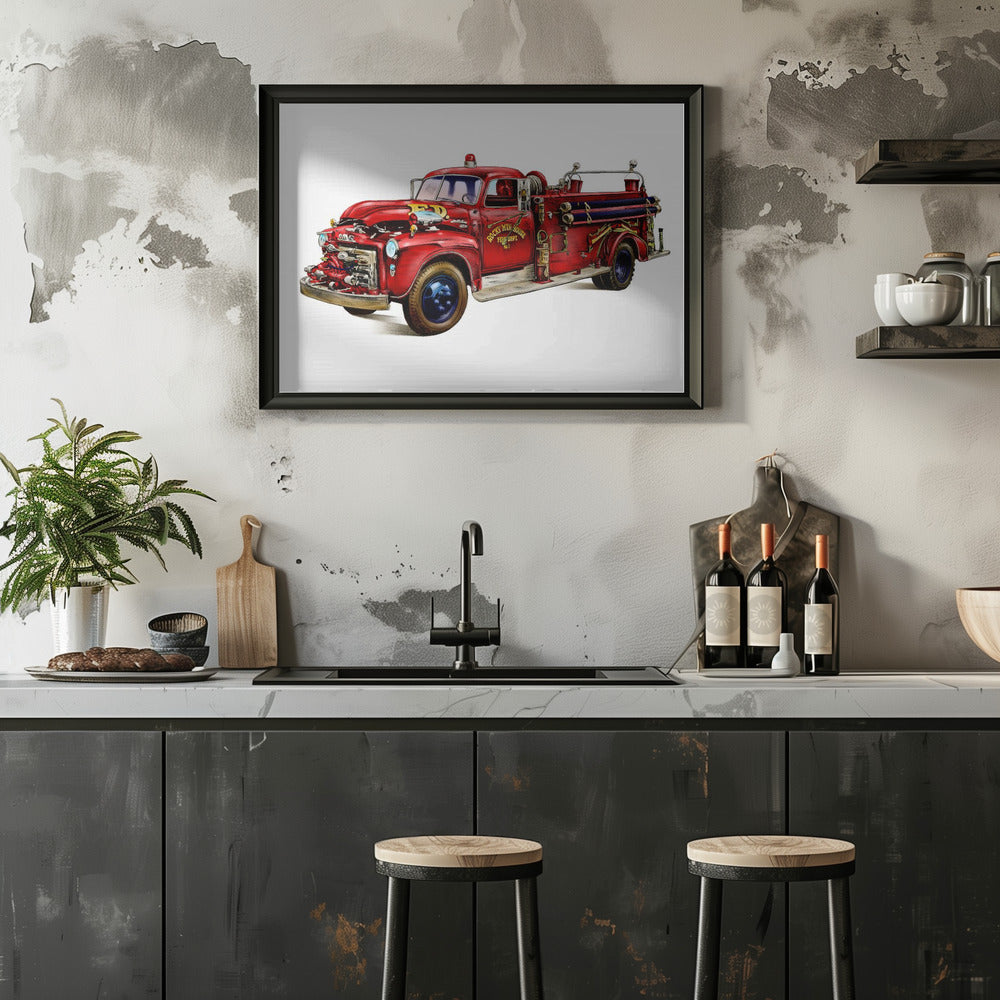 Plakat - Automobile Retro 05 Firetruck