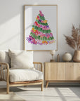 Poster - Floral watercolor Christmas tree