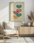 Poster - Mid century hearts I