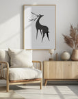 Plakat - Stylized retro deer (grey)