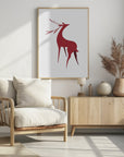 Plakat - Stylized retro deer (red)