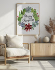 Poster - Cacti and succulent merry Christmas wreath