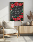 Poster - Watercolor camellias Merry Christmas Y'all