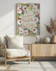 Poster - Holiday wishes with roses and berries